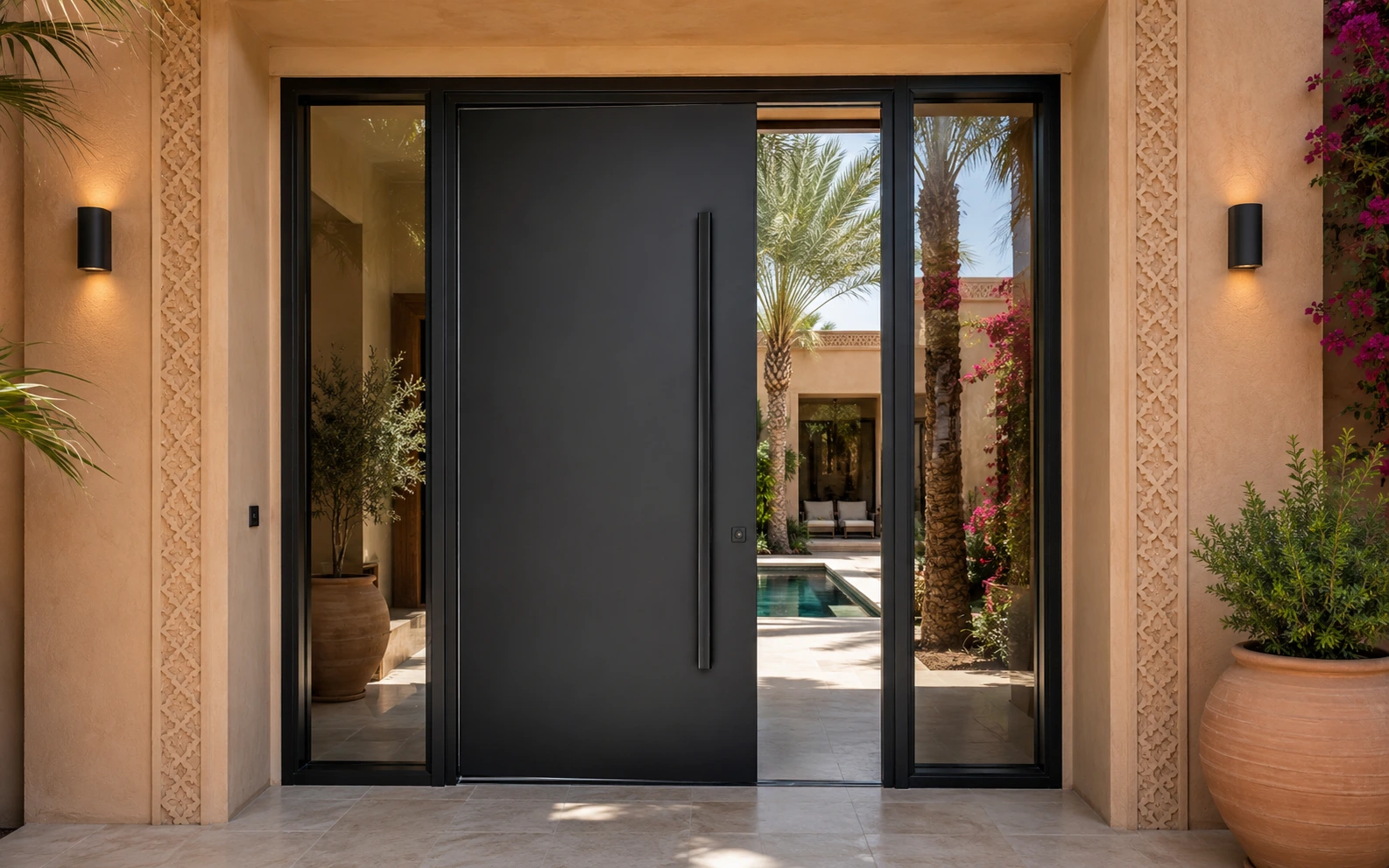 Porte aluminium moderne pour une villa à Marrakech